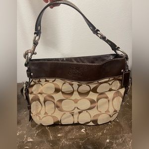 Coach Zoe Tan Brown Hobo Purse Shoulder Bag Tote Signature F12657